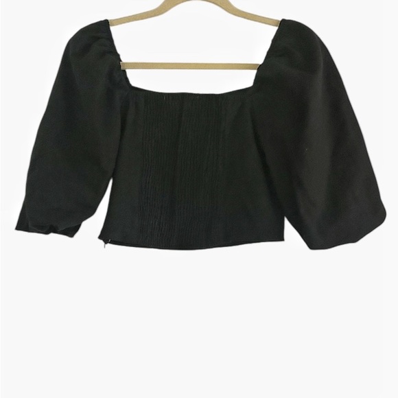 Francesca’s Collections Mi Ami Black Crop Balloon Sleeve Top Size Small NEW - Picture 3 of 14